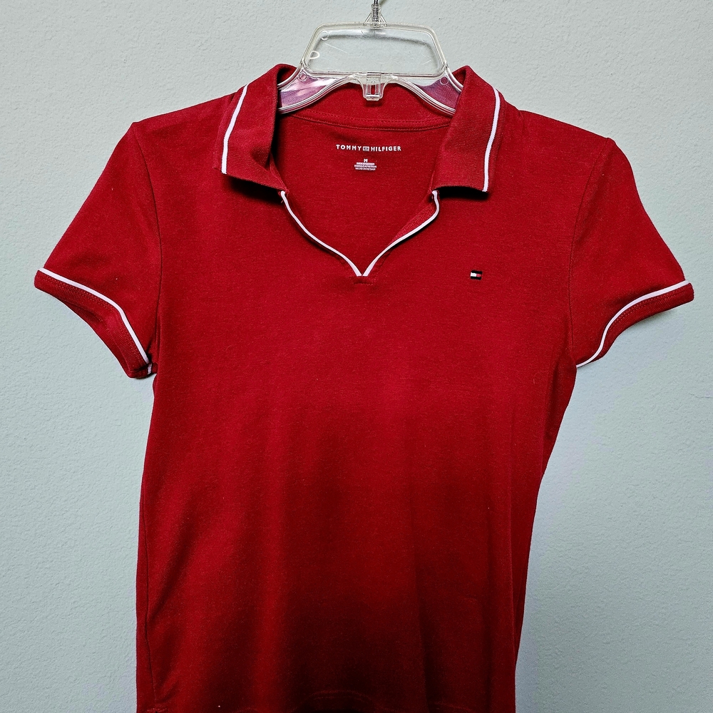 Tommy Hilfiger Classic Red Polo with White Accents